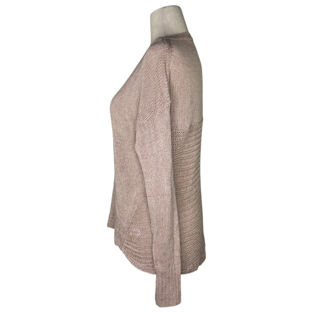 J.Crew 100% Linen Taupe Knit Sweater Women’s Medium Lightweight Pullover